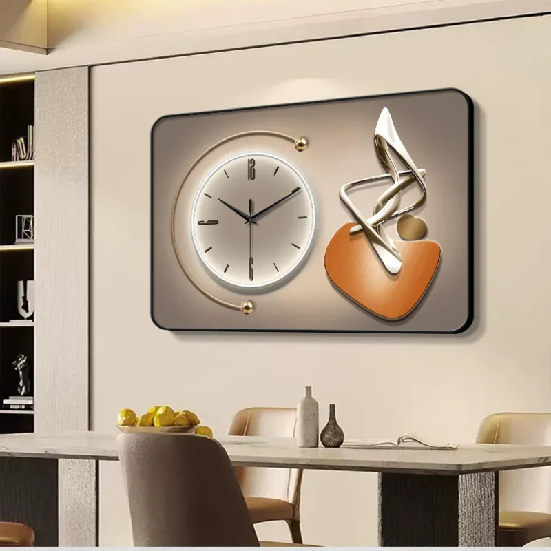 Reloj de pared decorativo de lujo para restaurante, luz moderna