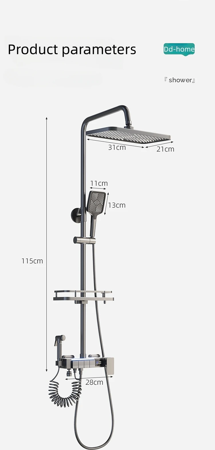 Dd-home Modern Electric Hygienic Sunflower Rainfall Showers System Set Replete for The Smart Bathrooms Accessories Thermostat