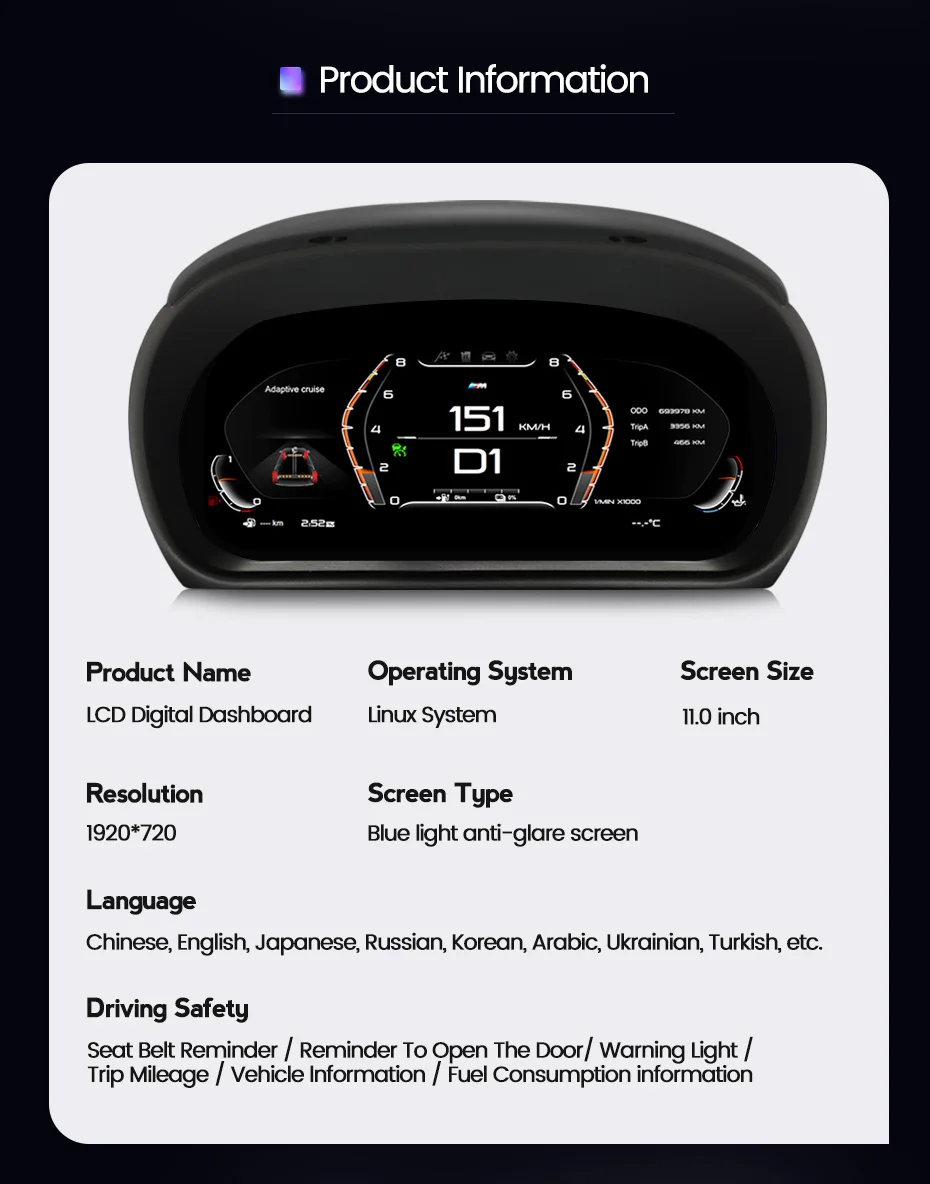 MEKEDE EU-Lagerbestand 11-Zoll-Linux-Auto-LCD-Armaturenbrett-Display für BMW 3er-Serie E90 E91 E92 E93 Digitales Kombiinstrument Cockpit – Detail 6