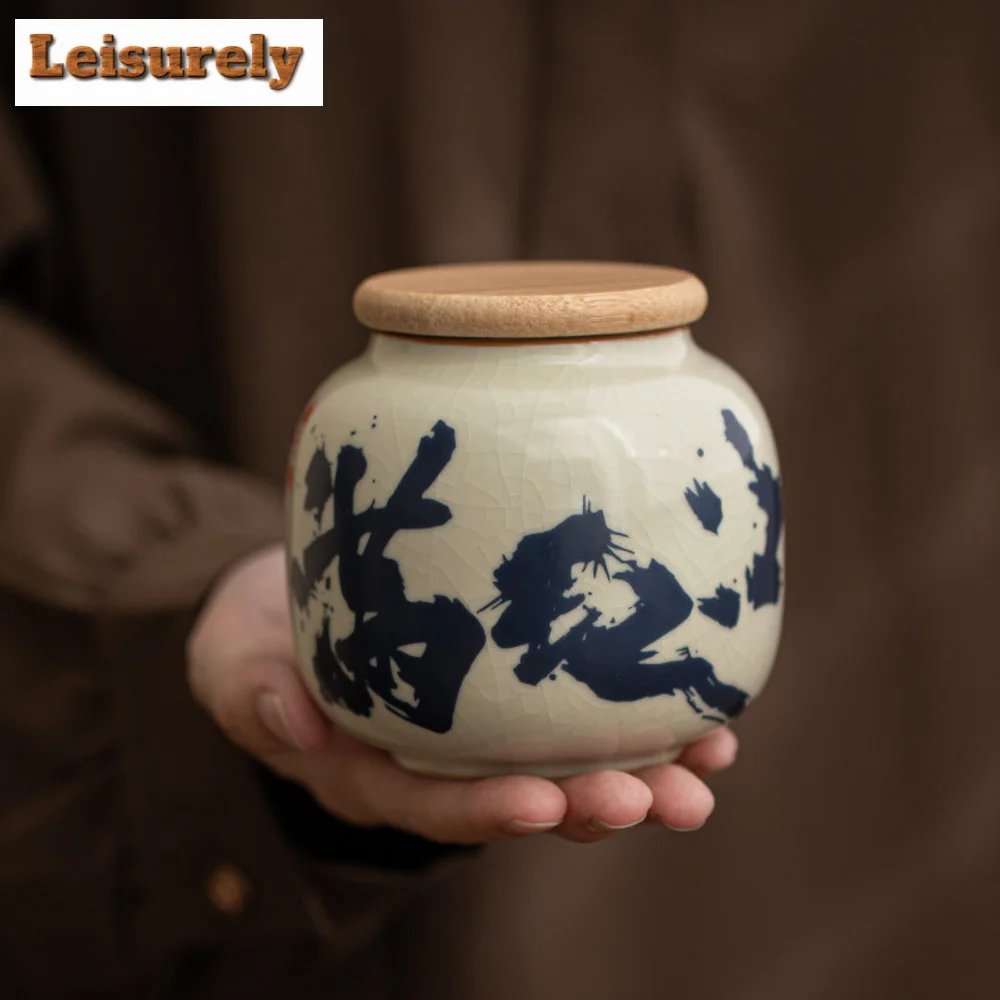 280ml Imitation Song Ru Kiln Tea Box Organizer Moisture-proof Man Jianghong Storage Tank Containers Portable Tea Caddy Teaware