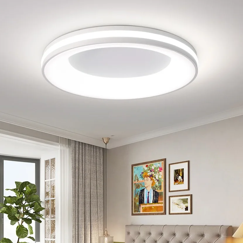 New Ceiling Light Minimalist Circular Wood Grain Room Decor Lamp Macaron Bedroom Living Room Kitchen Dimmable LED Ceiling Lights