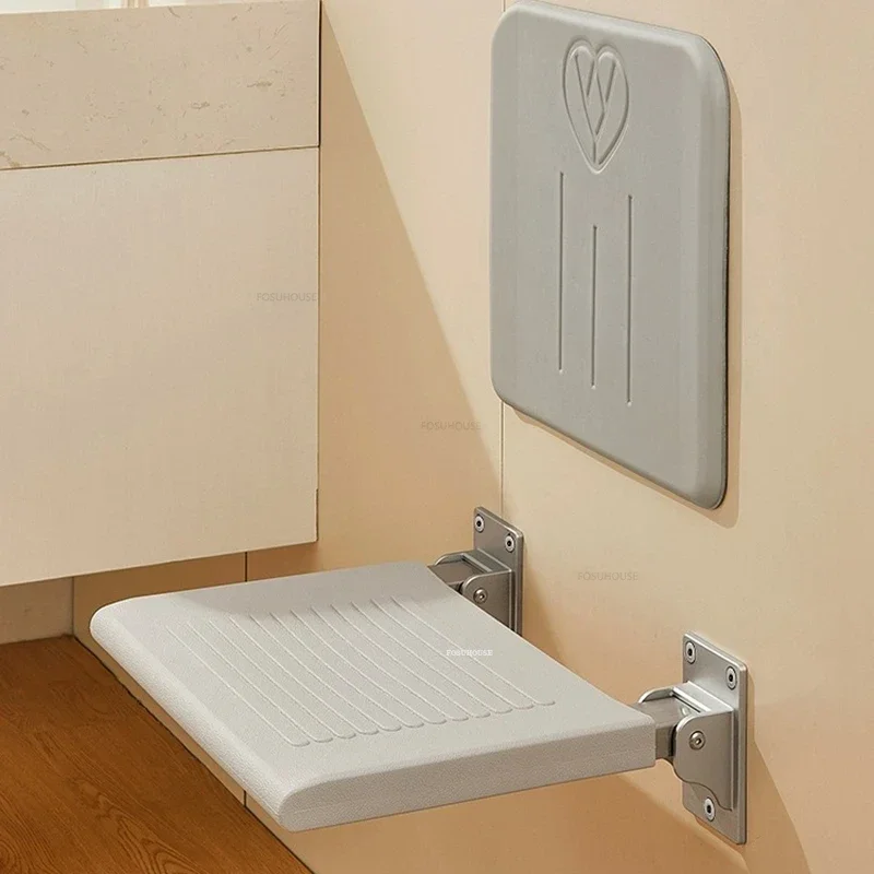 Home Non-slip Elderly Bathing Special Back Bathroom Chair Folding Wall-mounted Bathroom Seats Shower Chair Changing Shoe Stool 5