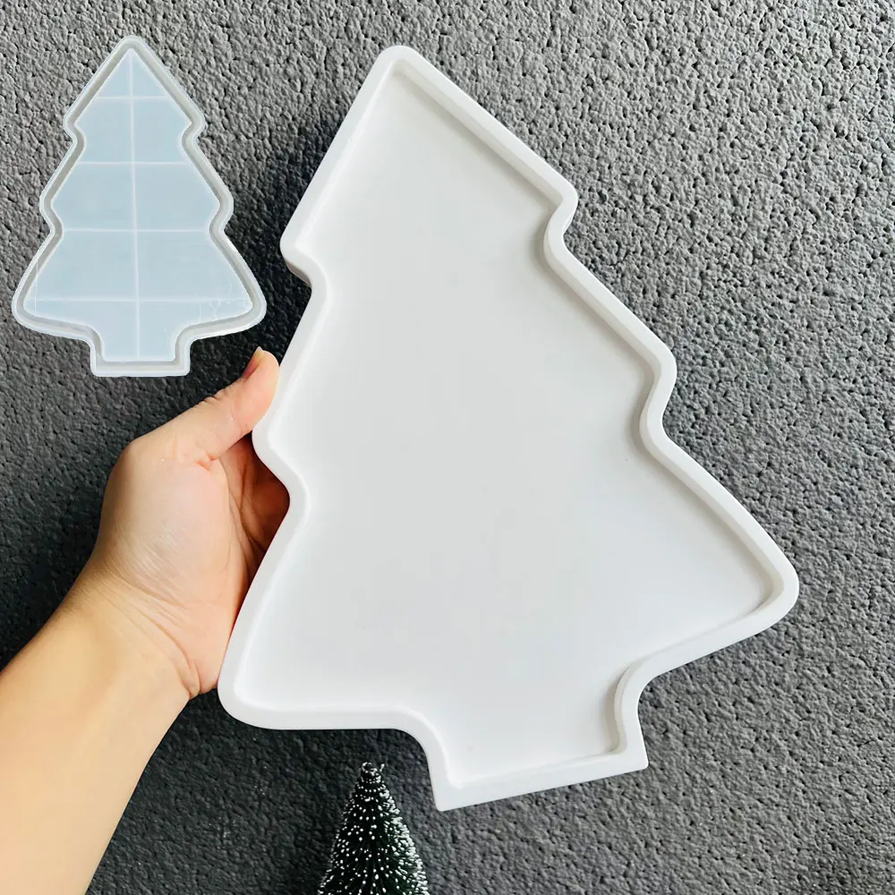 Christmas Tray Silicone Mold DIY Christmas House Elk Pendant Nut Storage Tray Resin Concrete Casting Molds Home Decor Crafts
