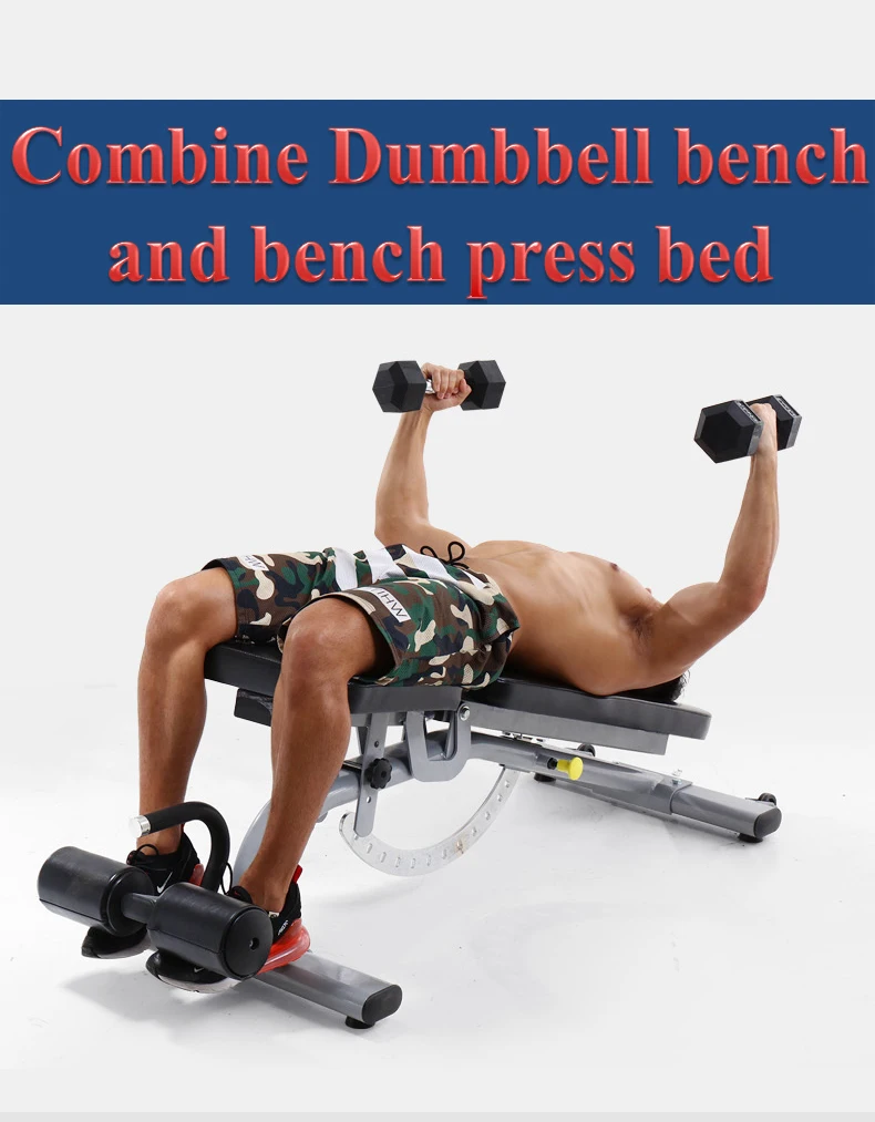 Hot Multifunctional Foldable Fitness Chair Household Metal Dumbbell Bench Cable Weight Stacks Sit-Up Board Exercise Equipment