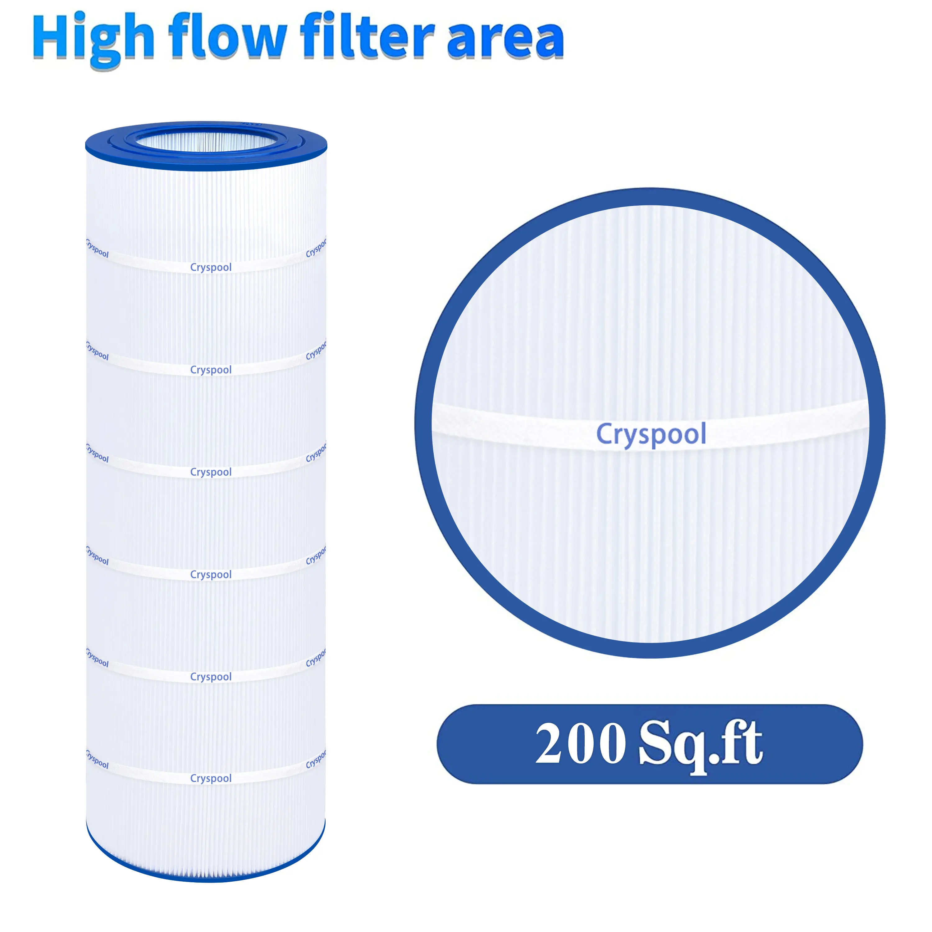 Cryspool Pool Filter Compatible with Clean & Clear 200, CC200, PAP200, R173217, C-9419, FC-0688, 200 sq. ft. 1Pack