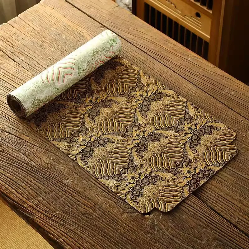 Chinese Cloud Pattern Double-Sided Waterproof Tea Mat - Zen Table Runner for Tea Ceremony, Heat-Resistant Tea Table Cloth