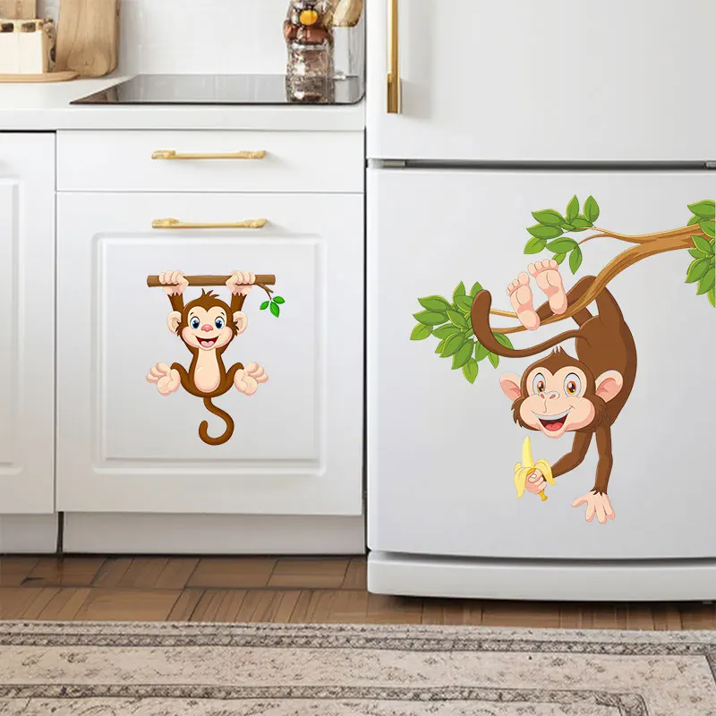 M300 Cartoon Monkey Animal Wall Sticker Bathroom Toilet Home Decoration Decals For Bedroom Kitchen Living Room Walls Decor