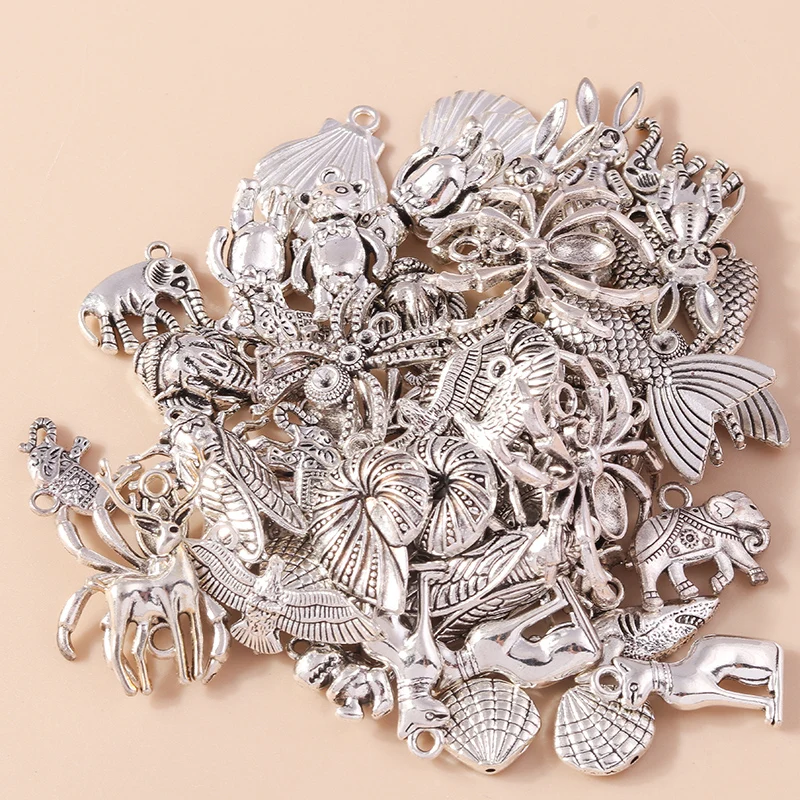 레슬리 10pcs 실버 컬러 금속 동물 펜던트 합금 올빼미 개 거미 코끼리 매력 ..