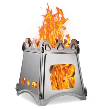 Camping Wood Burning Stove Portable Stainless Steel Lightweight  Solidified Alcohol Stove  Outdoor Camping Cooking BBQ Picnic