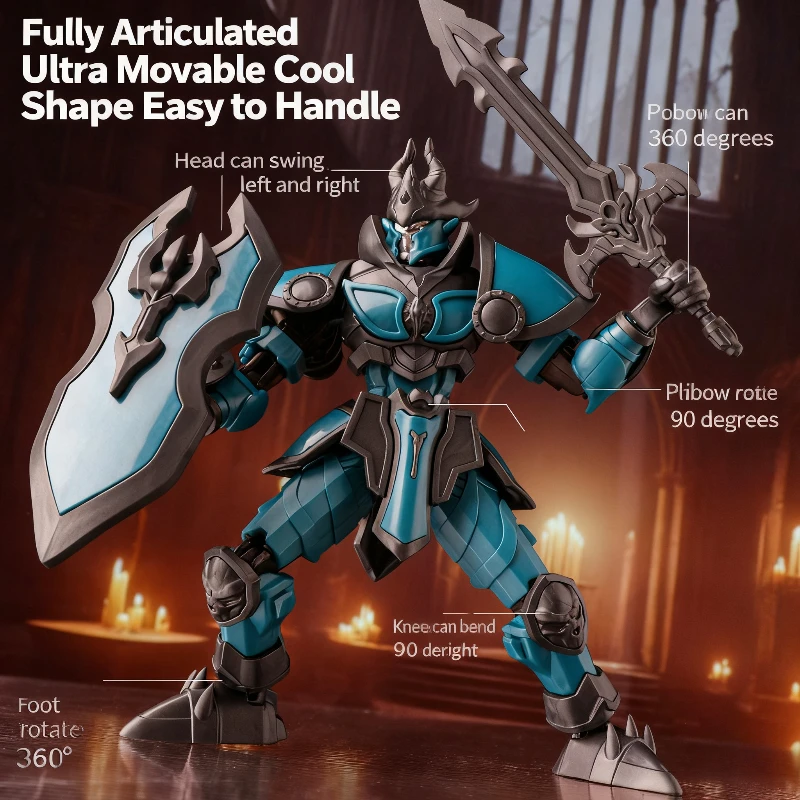 Three-Dimensional Knight Assembled Mecha Model Assembly Toy Multi-Articulable Decoration Action Figures Anime Games Toy Children