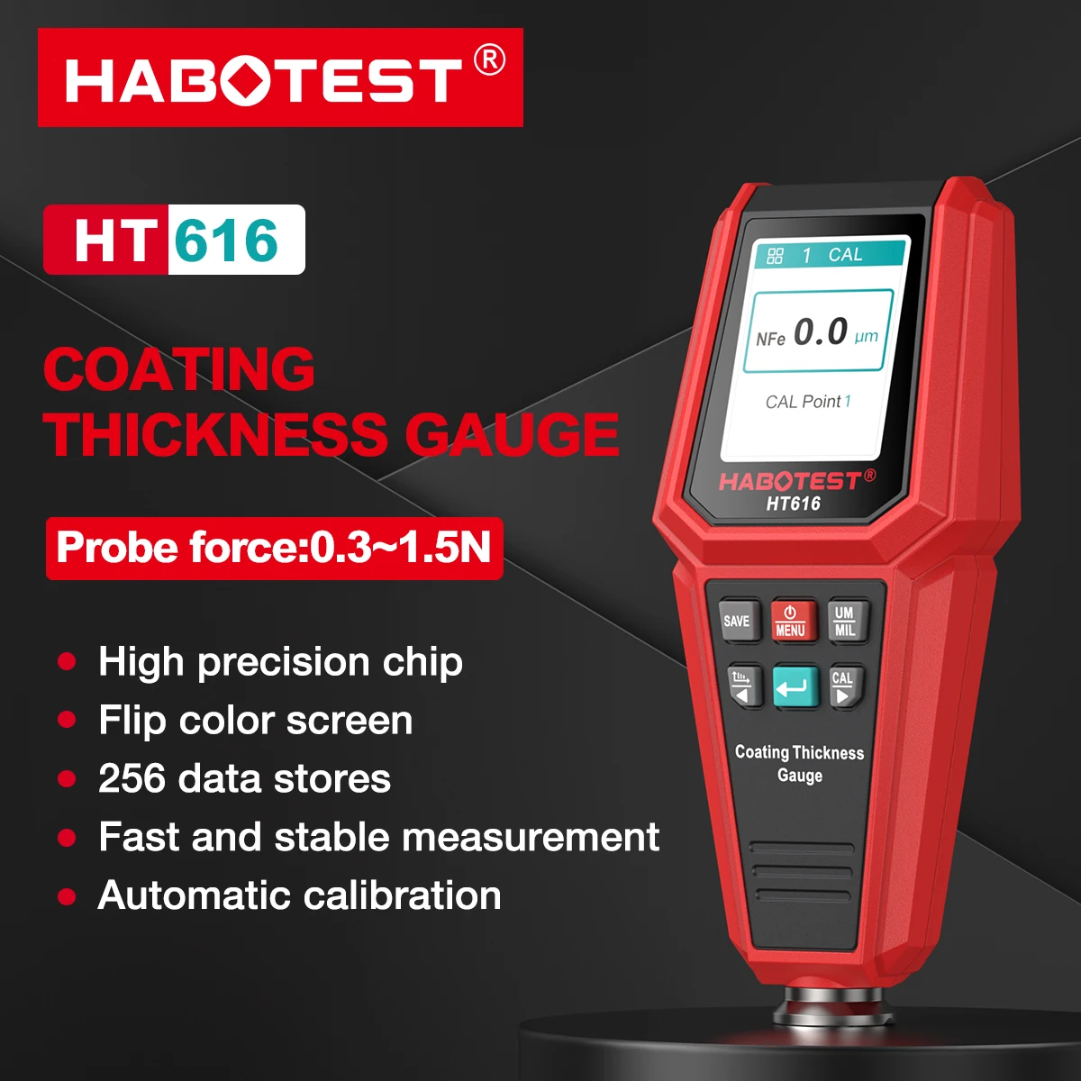 Paint Thickness Gauge HABOTEST HT616 Car Coating Thickness Gauge 0-1500UM Car Film Paint Thickness Tester Measurement Save calibration data in groups paint coating meter,paint thickness gauge,thickness gauge,wet film thickness gauge
