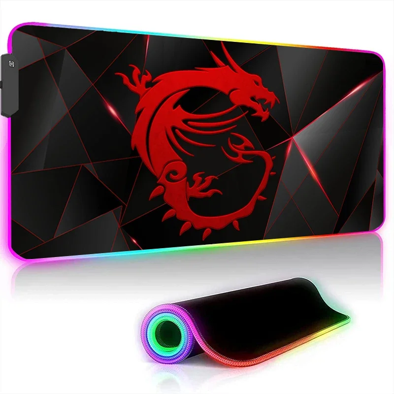 MSI Rgb Mouse Pad Gaming Accessories Led Mousepad Gamer Computer Desk Mat Pc Cabinet Backlit Keyboard Mats Rubber Extended Pads