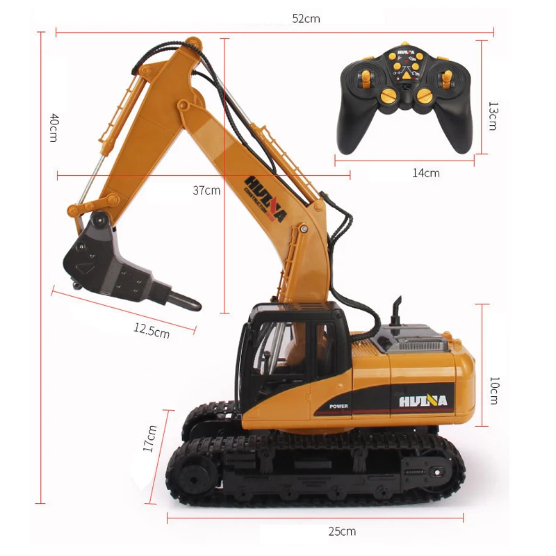 HUINA 1/14 16CH RC Remote Control Broken Drill 1560 RTR 2.4GHz Excavator Car Assembled Battery Outdoor Toys Boys Gift TH18048 4