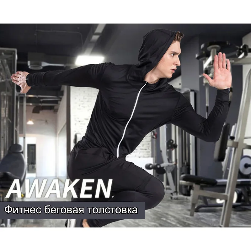 Men's Turtleneck Sports Top Running Leggings Sport Thermal Underwear Winter Workout Base Layer Jogging Wear Men Second Skin 5