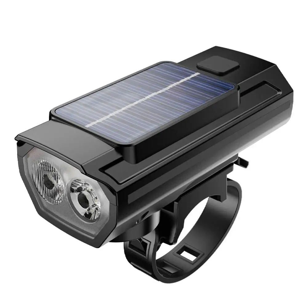 Solar Bike Front Lamp With Horn Dual Lamp Beads Super Warning Night Cycling Safety Brighteness Bicycle Headlight Waterproof E5C8 bike accessories