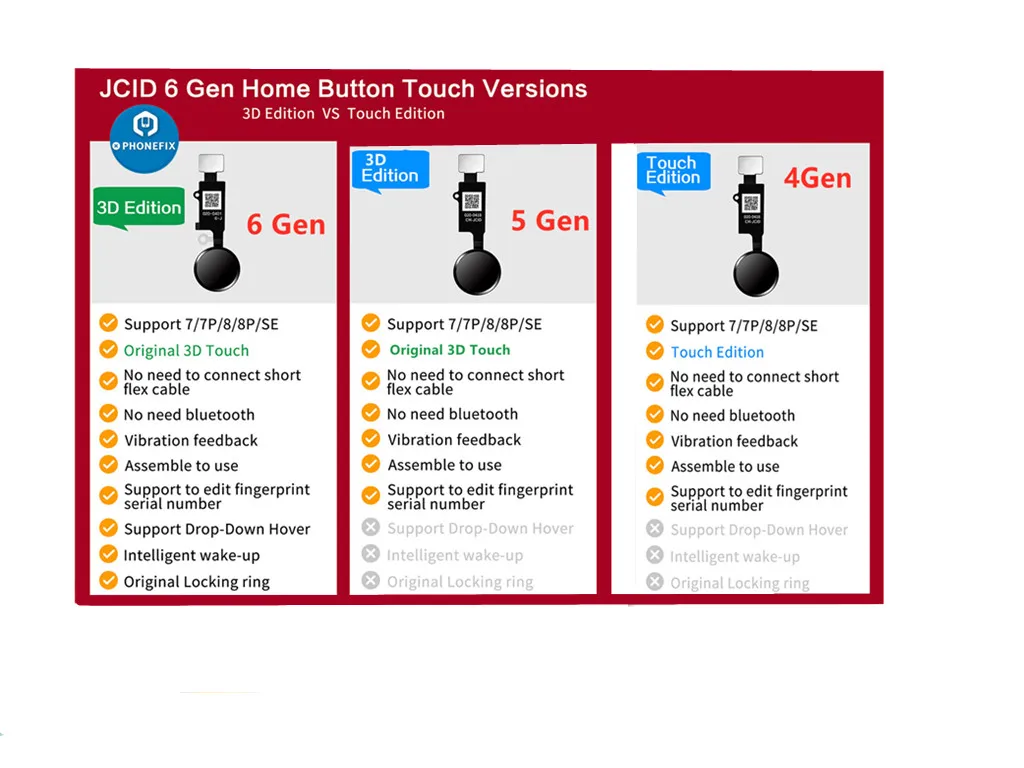 JC Home Button JCID 4. 5. 6. Generation 3D Universal Touch Fingerabdruck Flexkabel für iPhone 7 7plus 8 8plus Rückkehrtaste – Detail 3