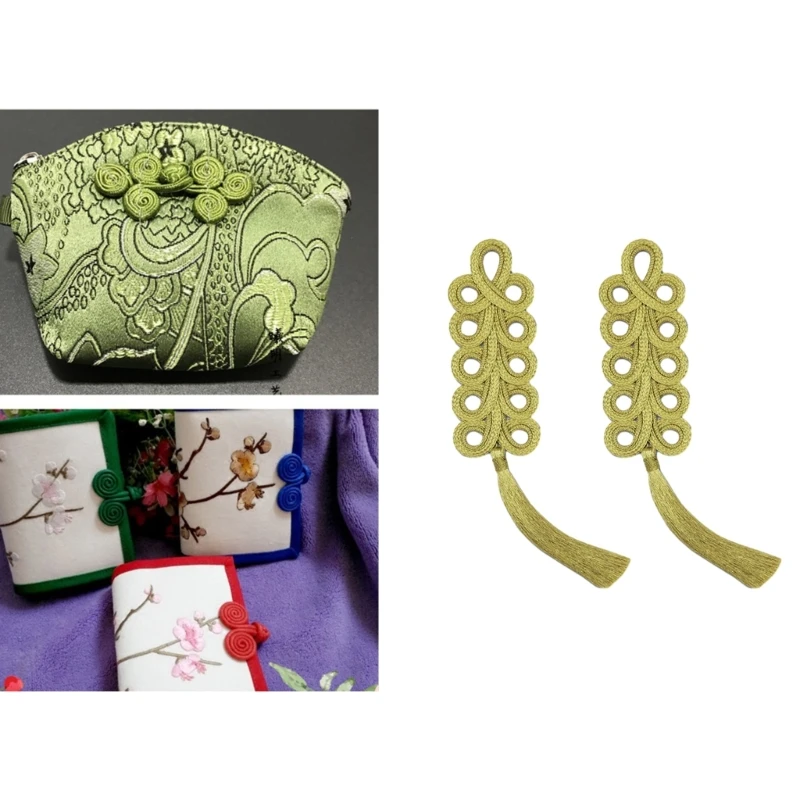 Cheongsam Braided Applique Large Tassels Decoration for Sweater Coat Cheongsam Traditional Handcraft Accessories