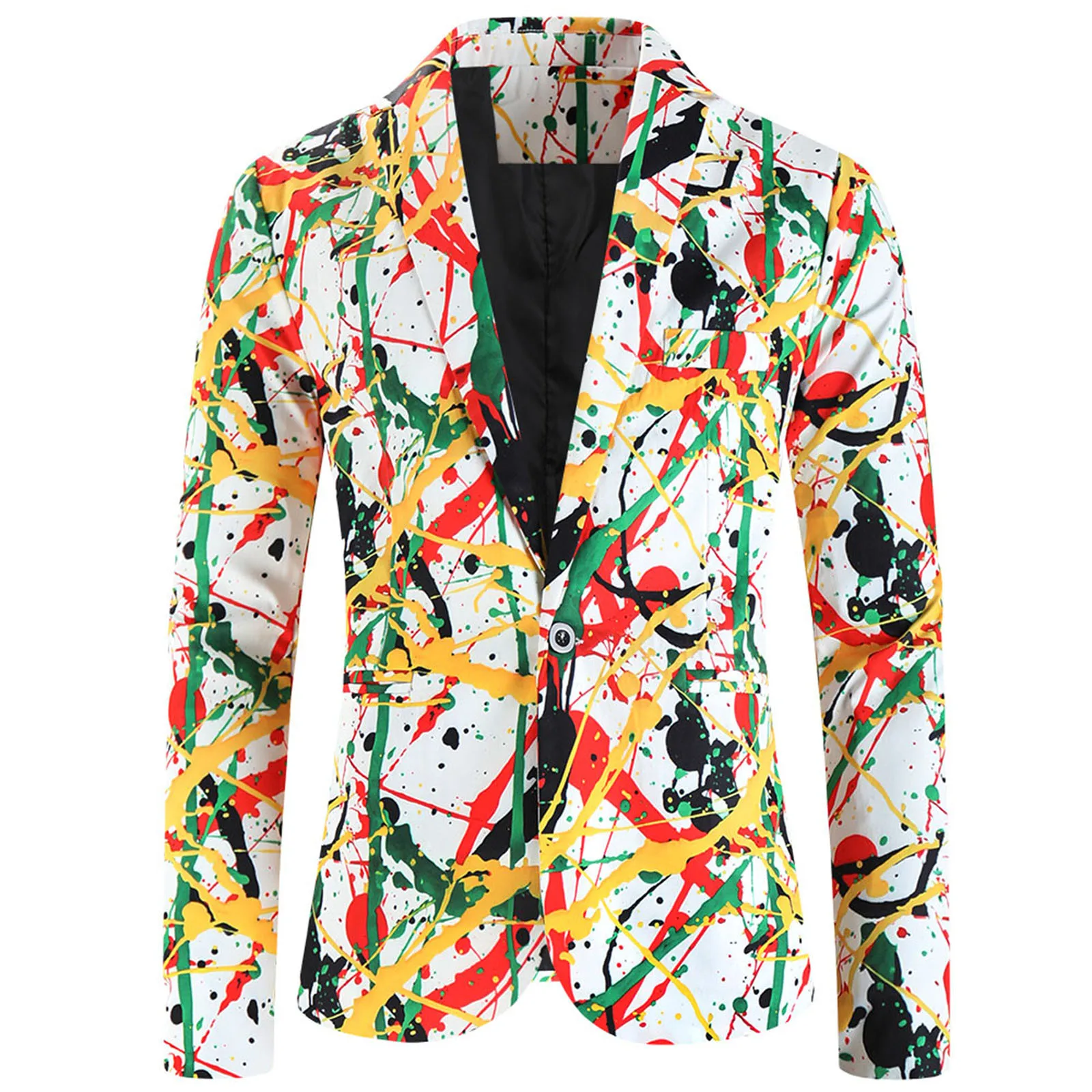 Sbfc63c7e0cec4389adb8434e1c6f9866g Men's Printed Blazer Coat Slim Fit Long Sleeve Casual Business Jacket