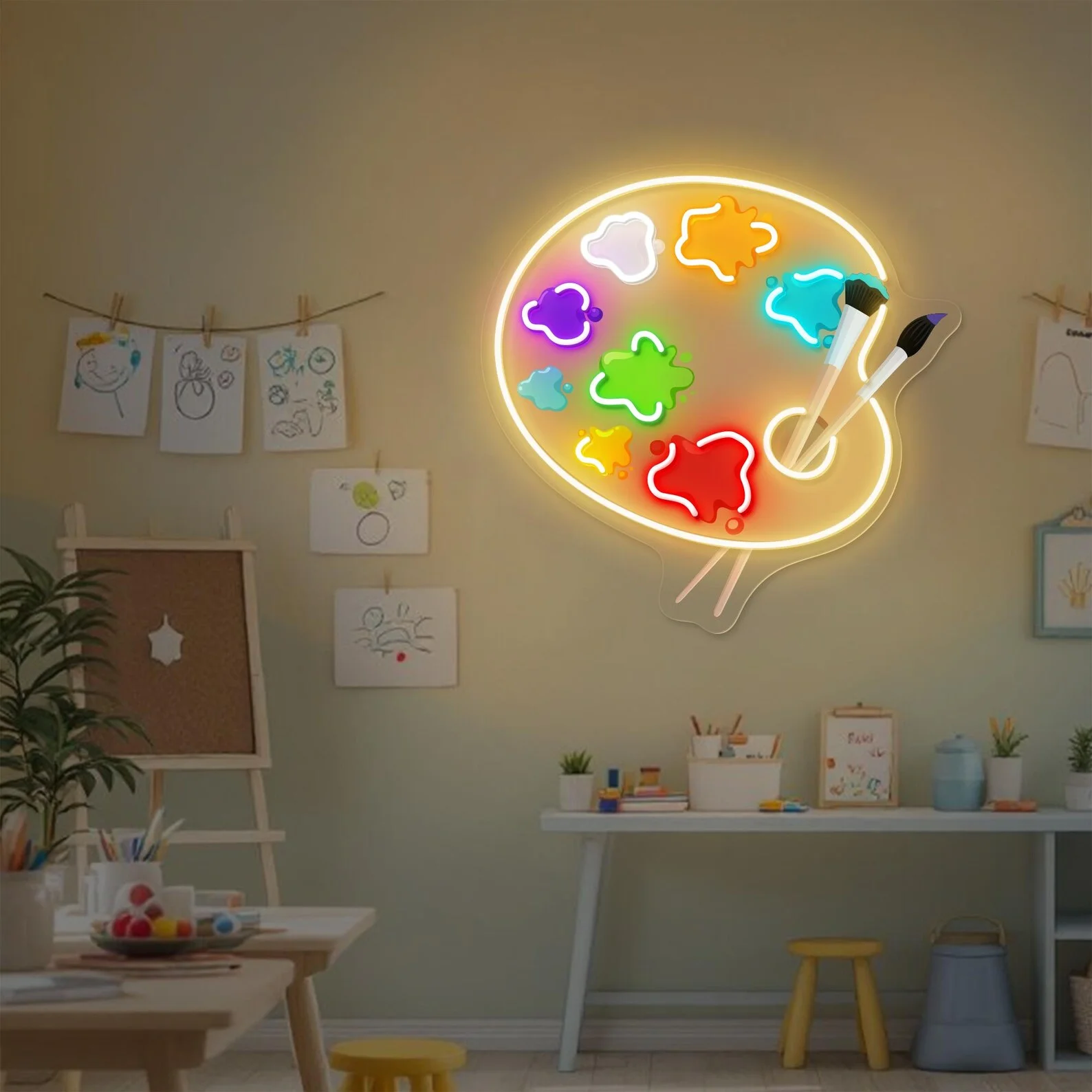 다채로운 팔레트 네온 사인, 아티스트 LED 벽 장식, 화가 스튜디오 장식, 미적 예술 룸 사인, 창의적인 선물