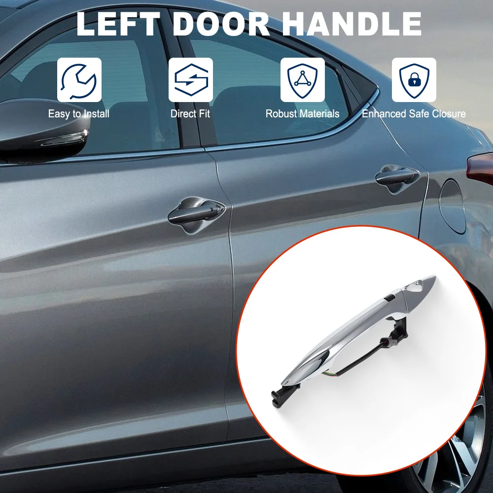 현대 Elantra Sedan 2011-2016 Coupe 2013-2014 82651-3X210 82661-3X210 용 앞 좌측 드라이버/우측 외부 도어 핸들 크롬