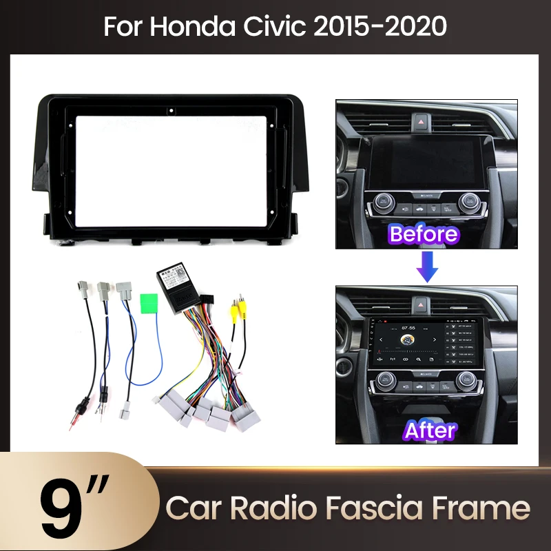 Car Radio Frame Kit for HONDA Civic 2016 2018 Auto Stereo Multimedia