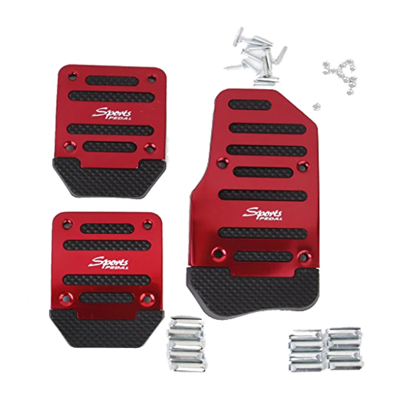 3pcsNonSlipRacingManualCarTruckPedalsPadCoverSetRedcar