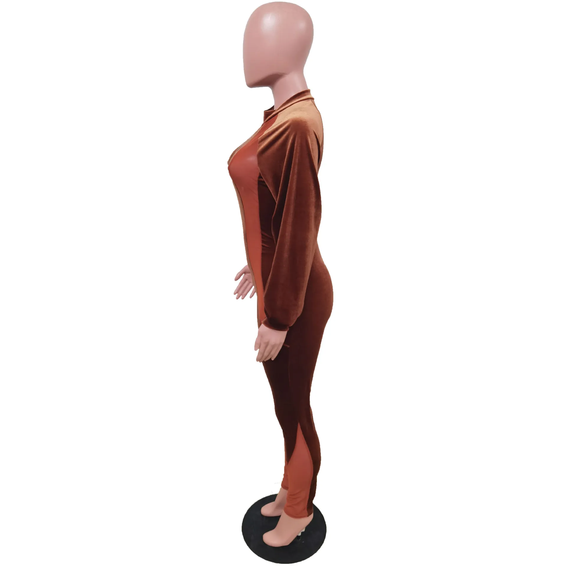 Women's Fashion Casual Sexy Solid Color Mesh Lantern Sleeve Bodysuit Spring Autumn Long Sleeve Lady Rompers