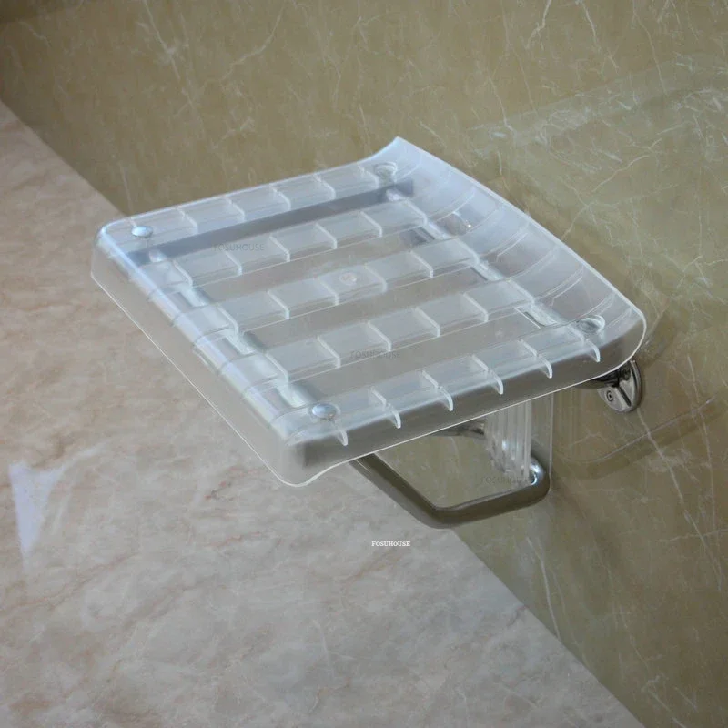 Stainless Steel Folding Bath Chair Wall-mounted Shower Seats Home Barrier-free Bathroom Chair Creative Porch Shoe Changing Chair 2