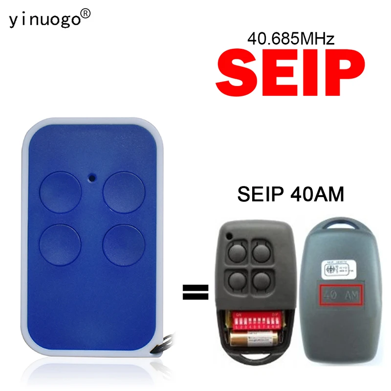 

SEIP 40AM Garage Remote Control 40.685MHz Fixed Code Clone Garage Door Opener Handheld Transmitter 4 Buttons SEIP Remote Control