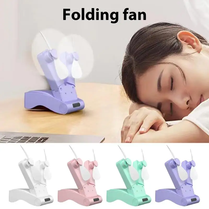 

Mini Foldable Fans Handy Power Bank Cooler USB Rechargeable Mini Handheld Fan Cooler Portable Display Fan Office Office Home