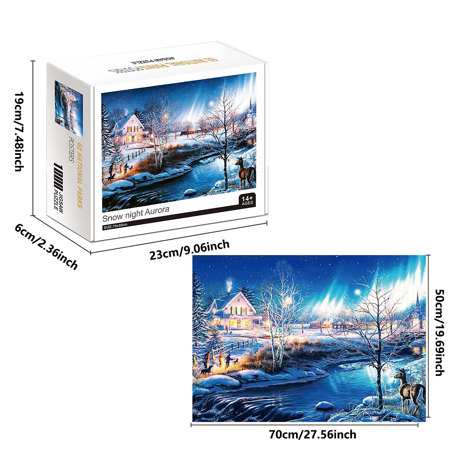 1000 Pieces Snow Night Aurora Jigsaw Puzzles for Adults Home Decor Games Family Fun Floor Puzzles Educational Toys 2