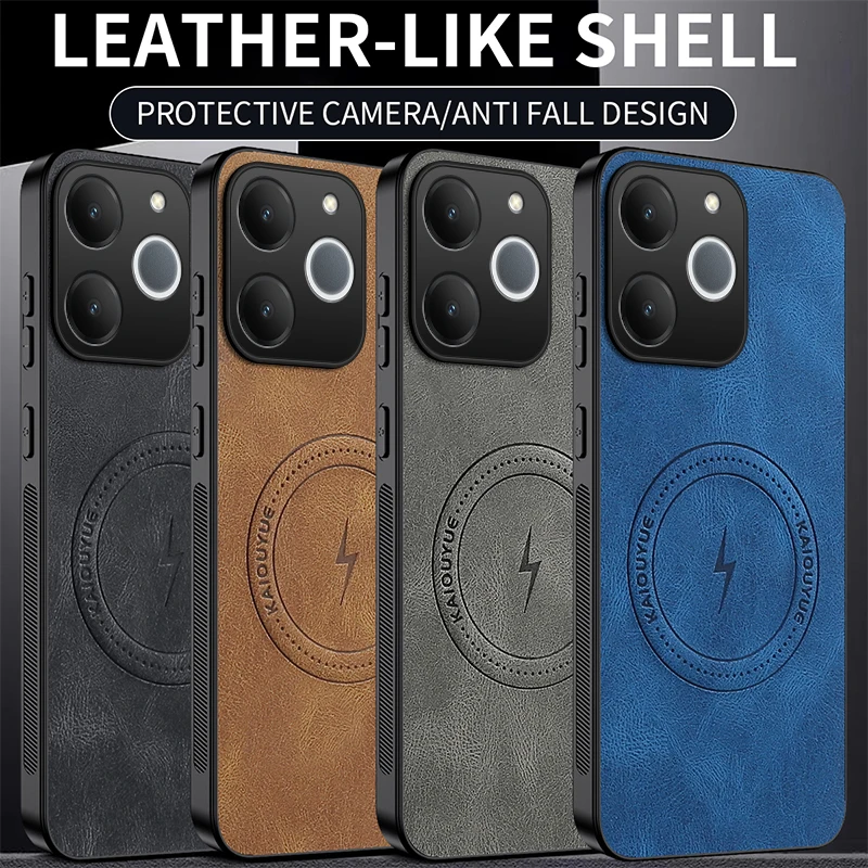 Leather Shockproof Armor Case with Magnetic Protection - Drop Proof Phone Case