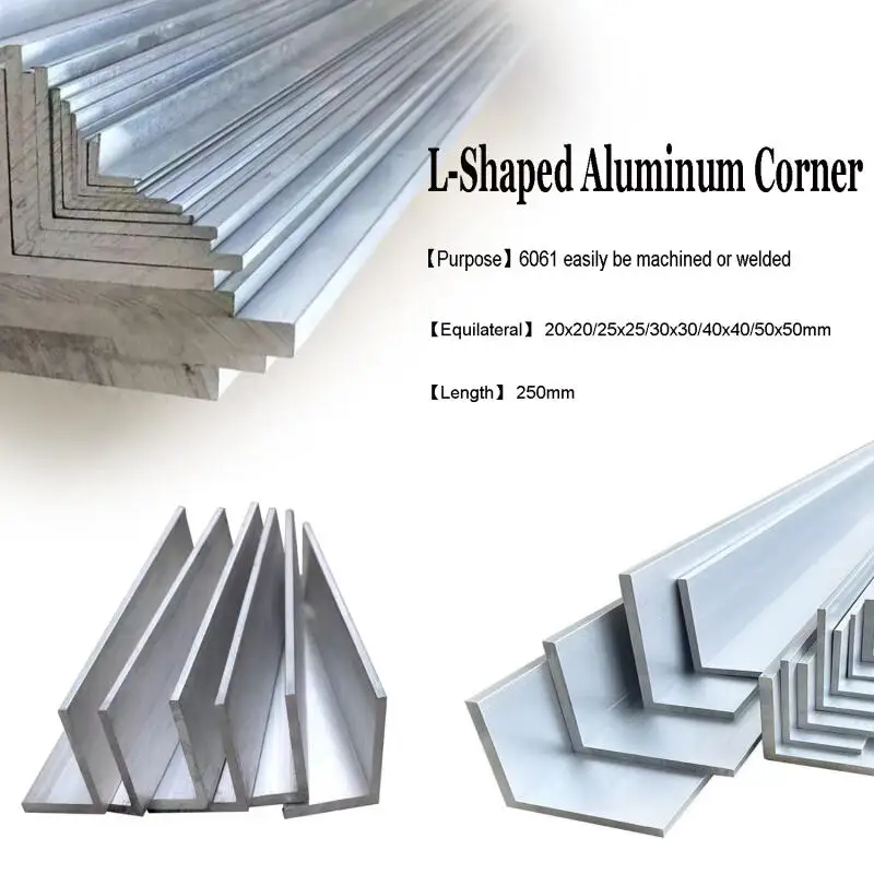 1 Stück 6061 Aluminium L-förmiges Profil 250 mm Länge, rechtwinklige Halterungsverkleidung für strukturelle Unterstützung und Dekoration