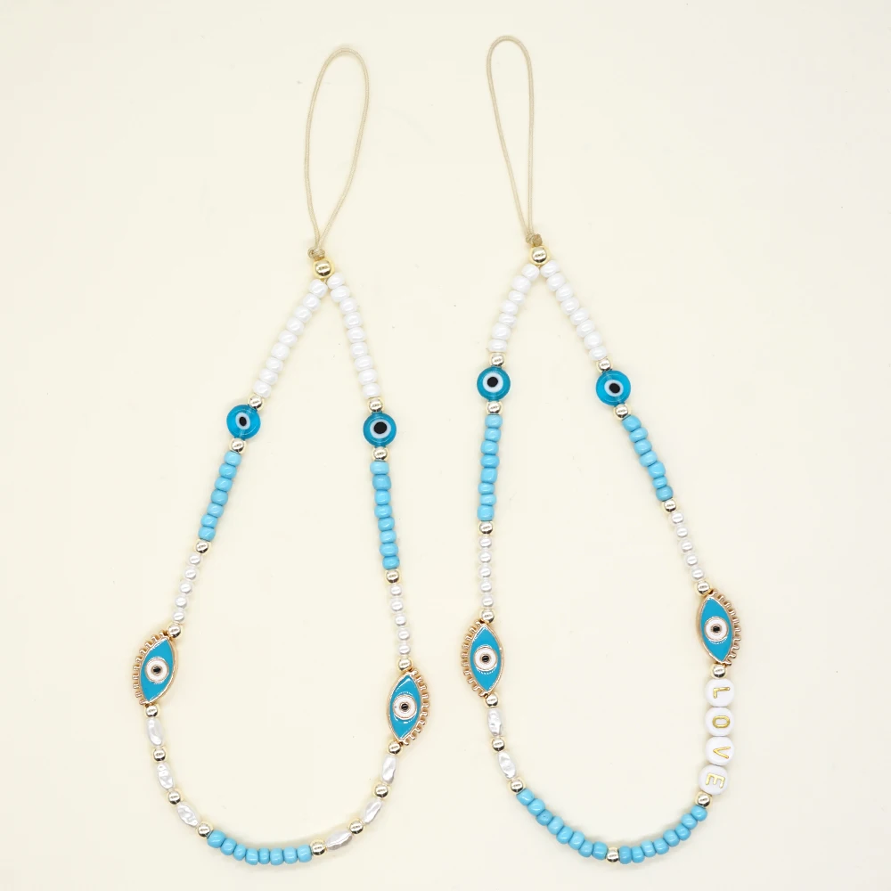 Lucky Beaded Phone Charm Turkey Evil Eye Alloy Mobile Phone Lanyard lucky-beaded-phone-charm-turkey-evil-eye-alloy-mobile-phone-lanyard