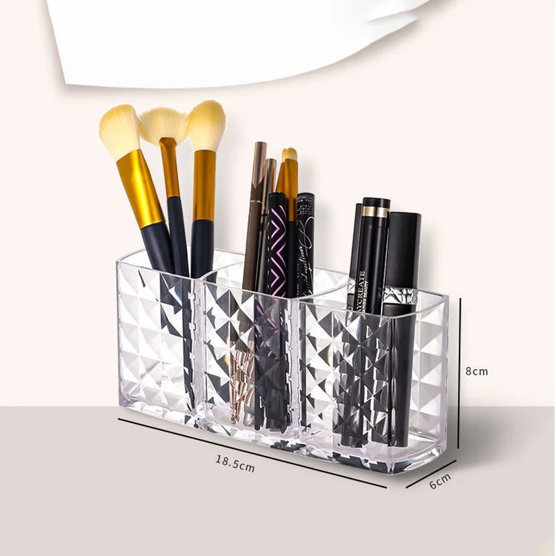 Diamond Pattern Acrylic Makeup Brush Tool Cosmetic Makeup Storage Box Case Make-up Brush Holder Table Organizer Make Up Tool