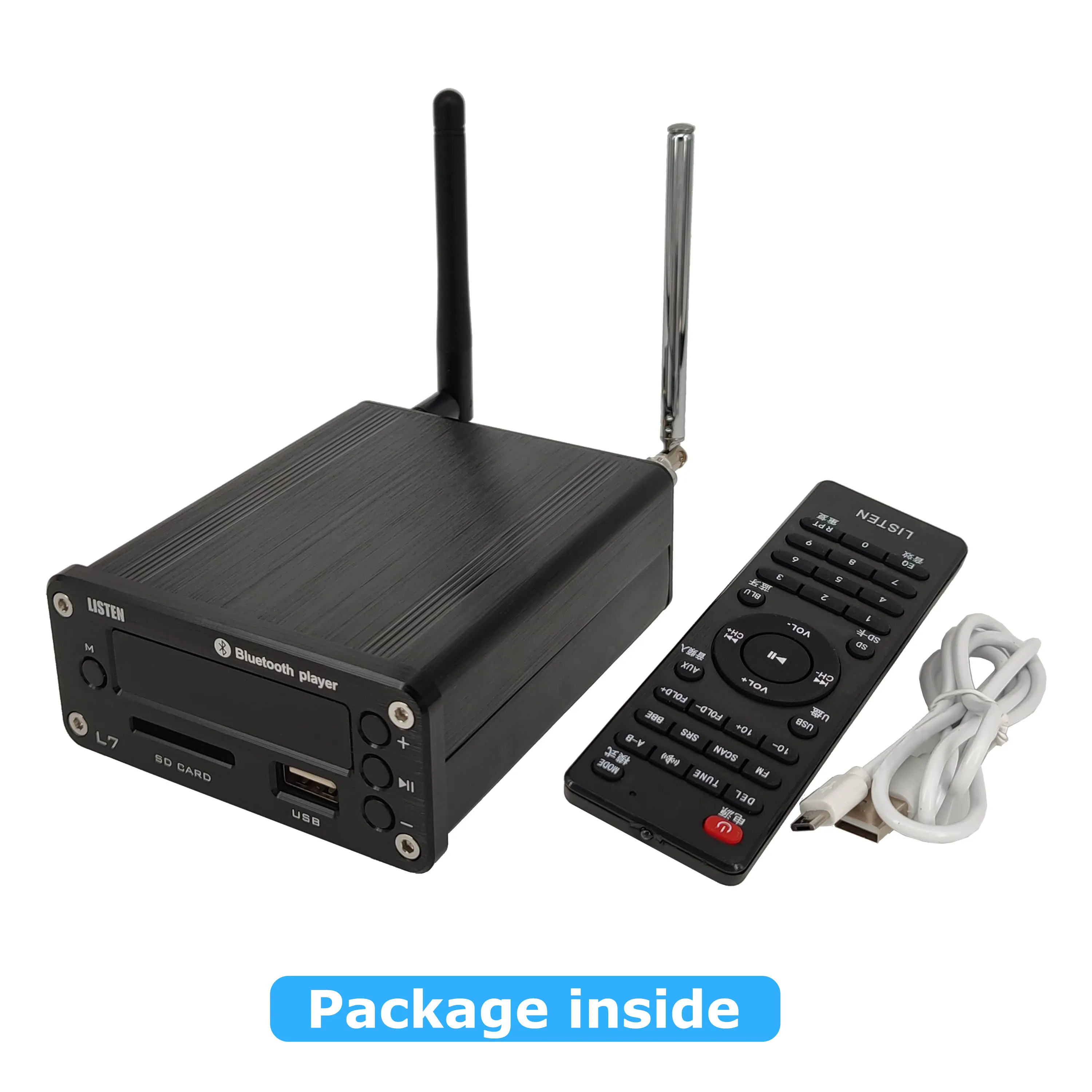 L7 HiFi 블루투스 5.0 수신기 DAC 스테레오 오디오 프리앰프 USB 음악 플레이어 FM 라디오 헤드폰 앰프 U-Disk SD 하드 디스크 지원