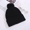 New Custom Logo Solid Color Pompom Knitted Hats Outdoor for Women Warm Beanie Hat Hip Hop Skullies Kniting Cap Winter Ski Caps 4