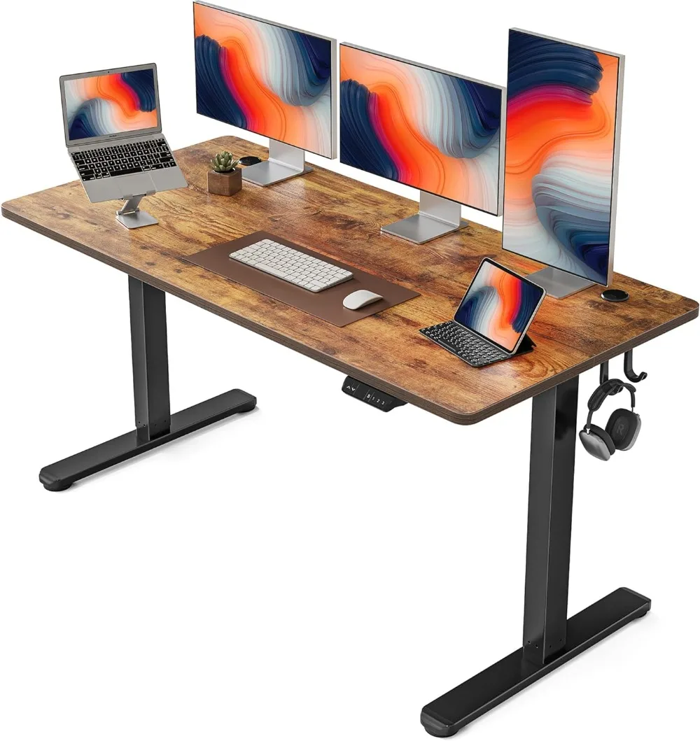 FEZIBO Electric Standing Desk, 63 x 24 Inches Height Adjustable Stand up Desk, Sit Stand Home Office Desk, Computer Desk