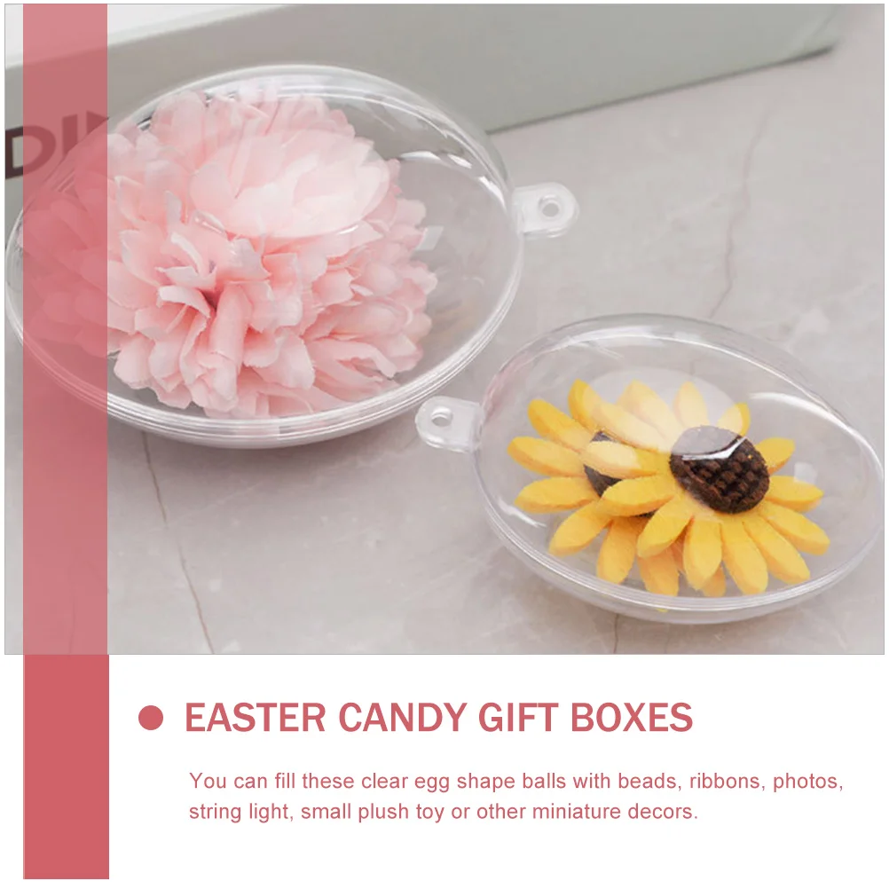 10 Pcs Egg Decoration Box Clear Fillable Ball Transparent Pendants Easter Party Supply Plastic 6