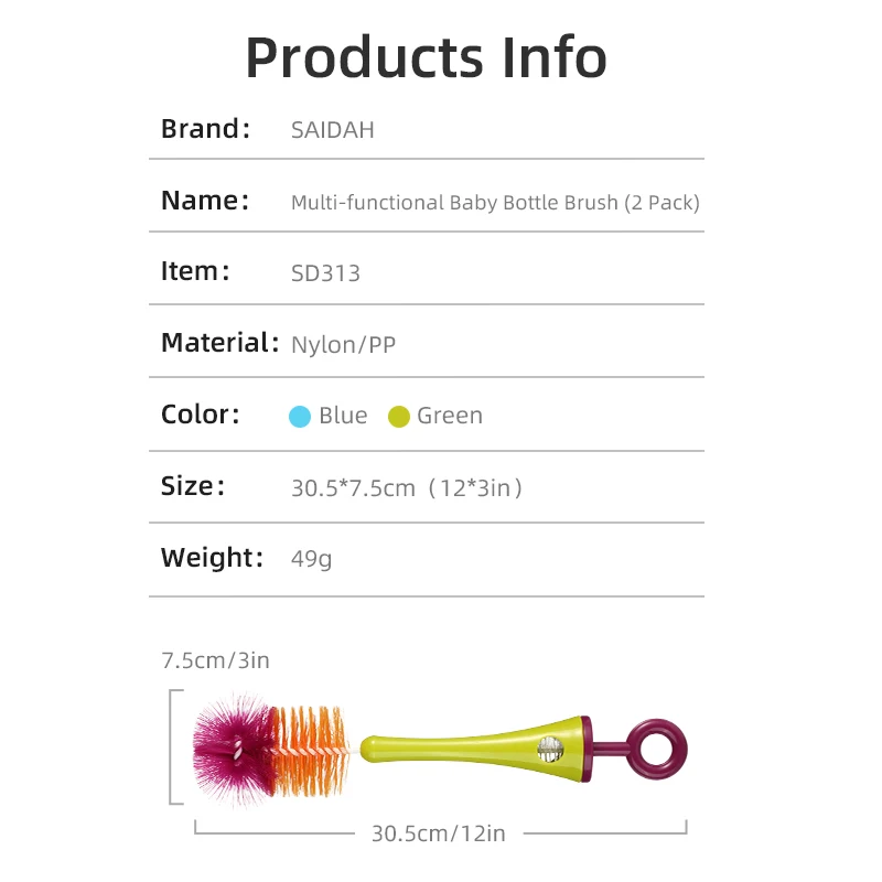 Acquista 10 pezzi/set spazzola per pulizia lunga paglia spazzola per bottiglia di pulizia in nylon spazzole per pulizia strumento kit tubo in Italia a partire da 9.33