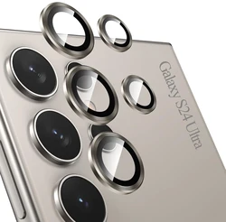 Premium Metal Tempered Glass Camera Lens Protector Cover - S23 Ultra (GRAY)