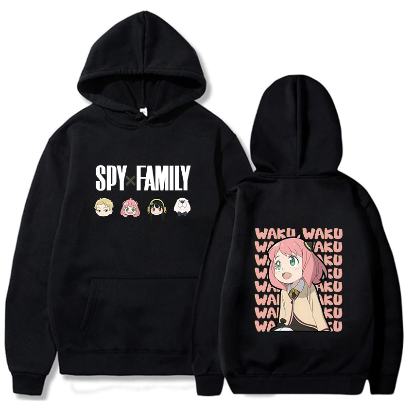 

Waku Anya Forger Kawaii Graphic Hoodies Cartoon Anime Spy x Family Sweatshirts Graphic Printing Hooded Pullovers for Mens Hoodie