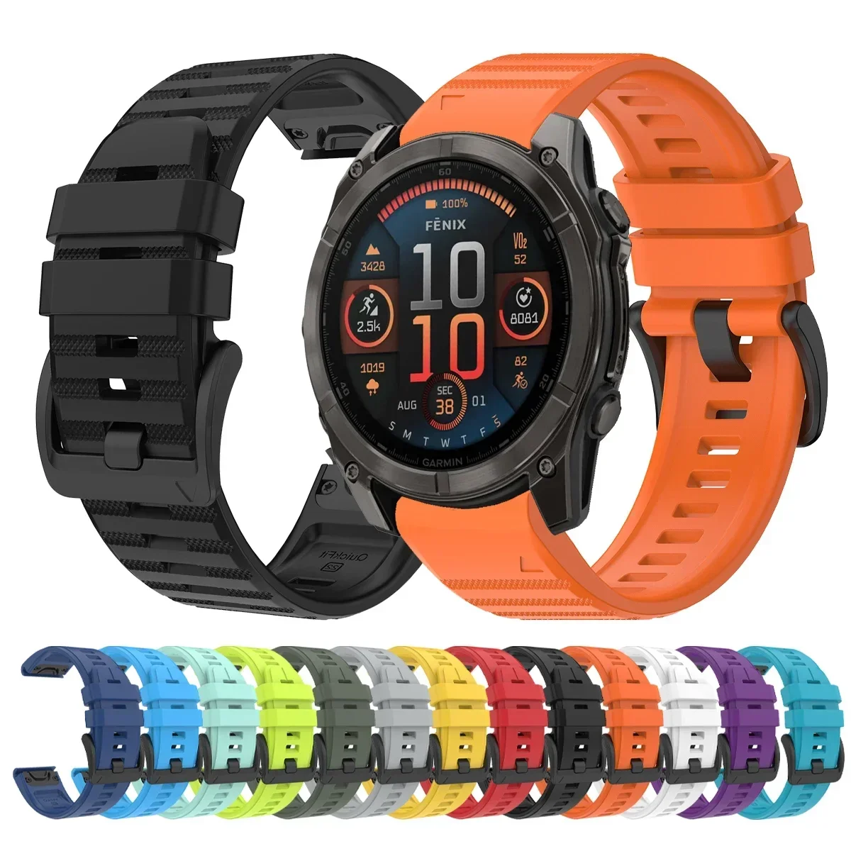 Silicone QuickFit Strap for Garmin Watches - 26/22mm Replacement Watch Band Bracelet