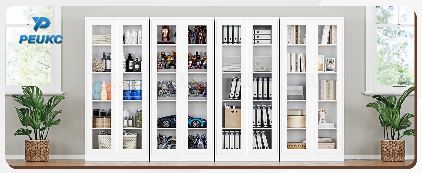 PEUKC Display Cabinet with Glass Doors