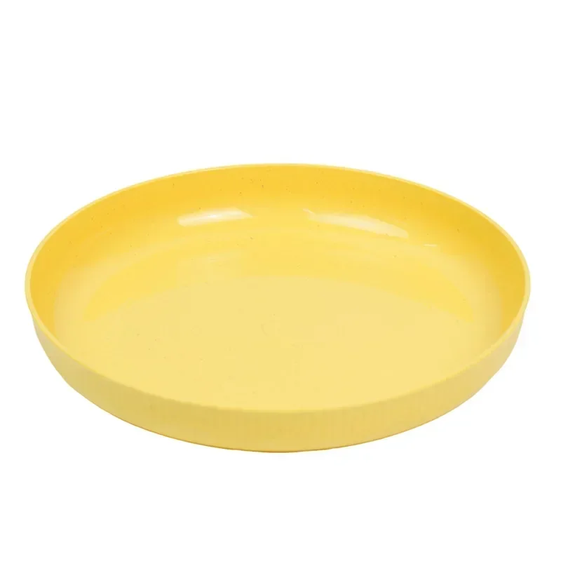 Wheat Straw Plate Soup Bowl 23CM Circular Household Vegetable Dish Microwavable Anti Drop Solid Color Fruit Dishes Dinner Plate