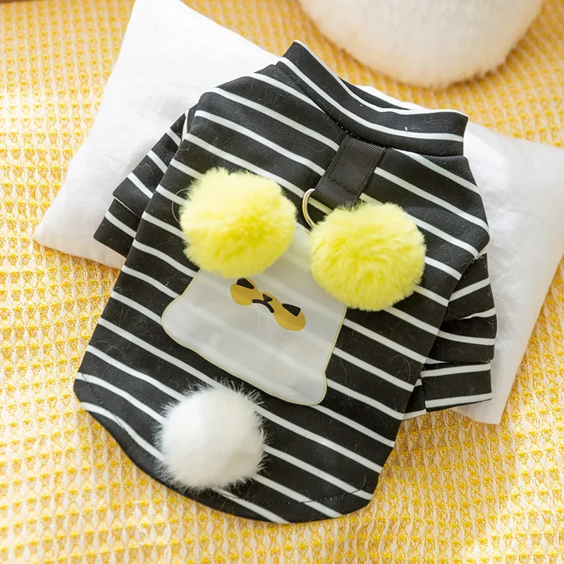 thumbnail image 1 of Bonita ropa cálida de invierno para perros y mascotas, sudadera con capucha con orejas de peluche y rayas para perros, gatos, perros pequeños y medianos, bonita ropa para cachorros, 1 of 5