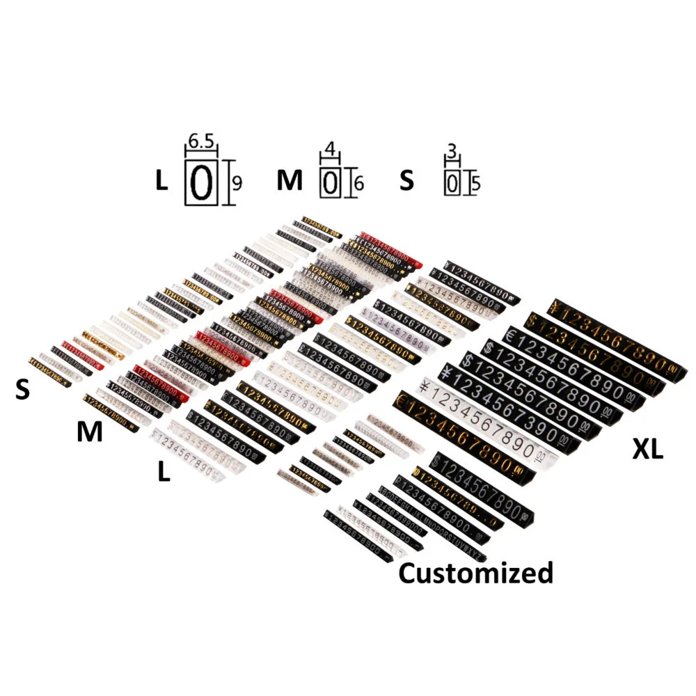 Plastic Jewelry Minitype Numbers Price Marked Posted Particle Bar Stands Assemble Combination Freely By Currency Symbol 30pieces