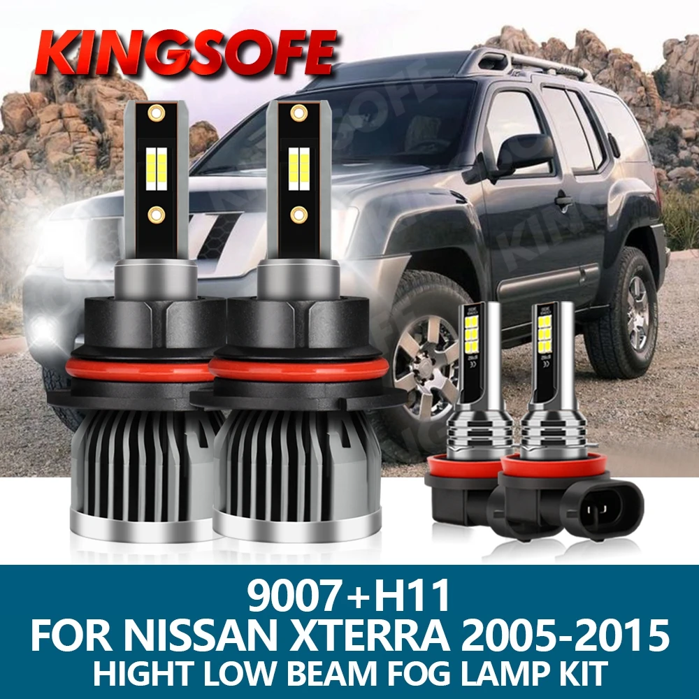 

4Pcs LED Headlight 9007 H11 Car Light 26000Lm 110W 3570 CSP Chips Hight Low Beam Bulbs Fog Light Kit For Nissan Xterra 2005-2015