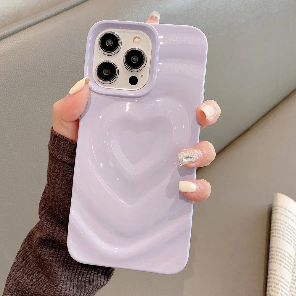 Luxury Bling Love Heart Pattern Phone Case - Smooth Shockproof Bumper Back Cover Coque