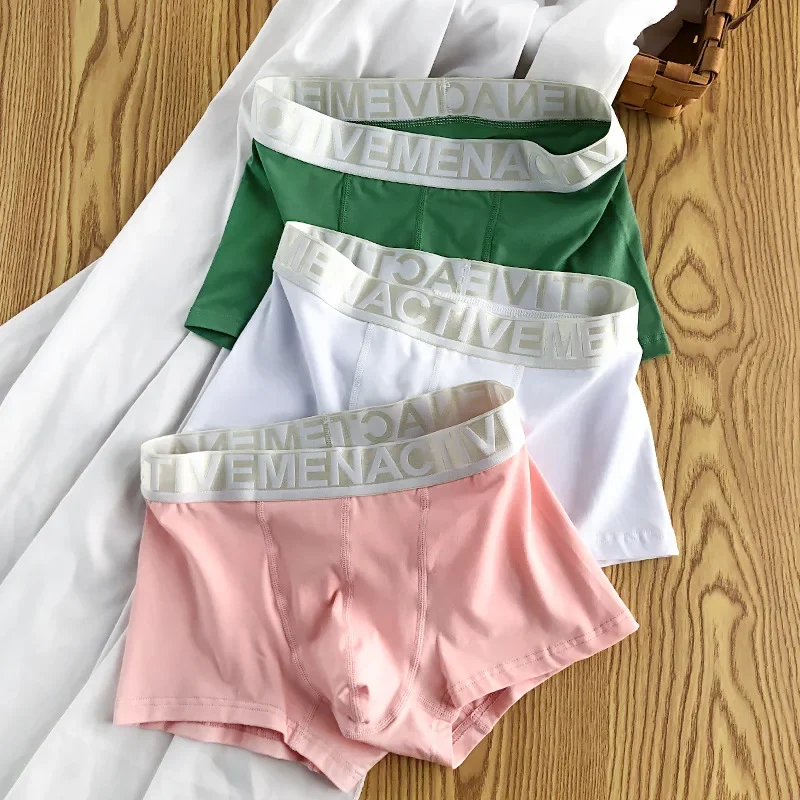 

Men's Underwear Men's Cotton Boxers Summer Breathable Literary Youth Boxer Shorts Head Men's Comfortable Letter Belt